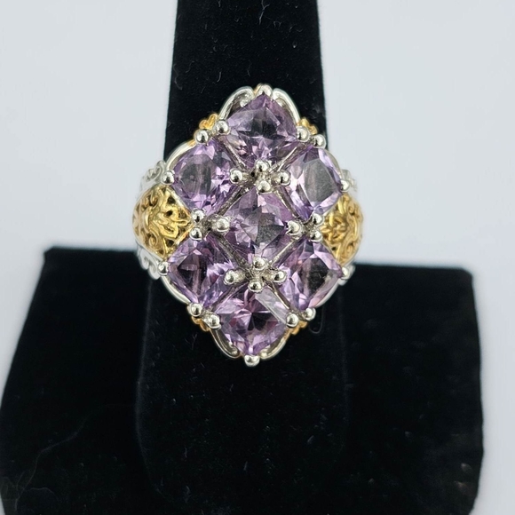 Rose De France Amethyst Ring 925/14k Gold Accents Sz 9 - Picture 8 of 10